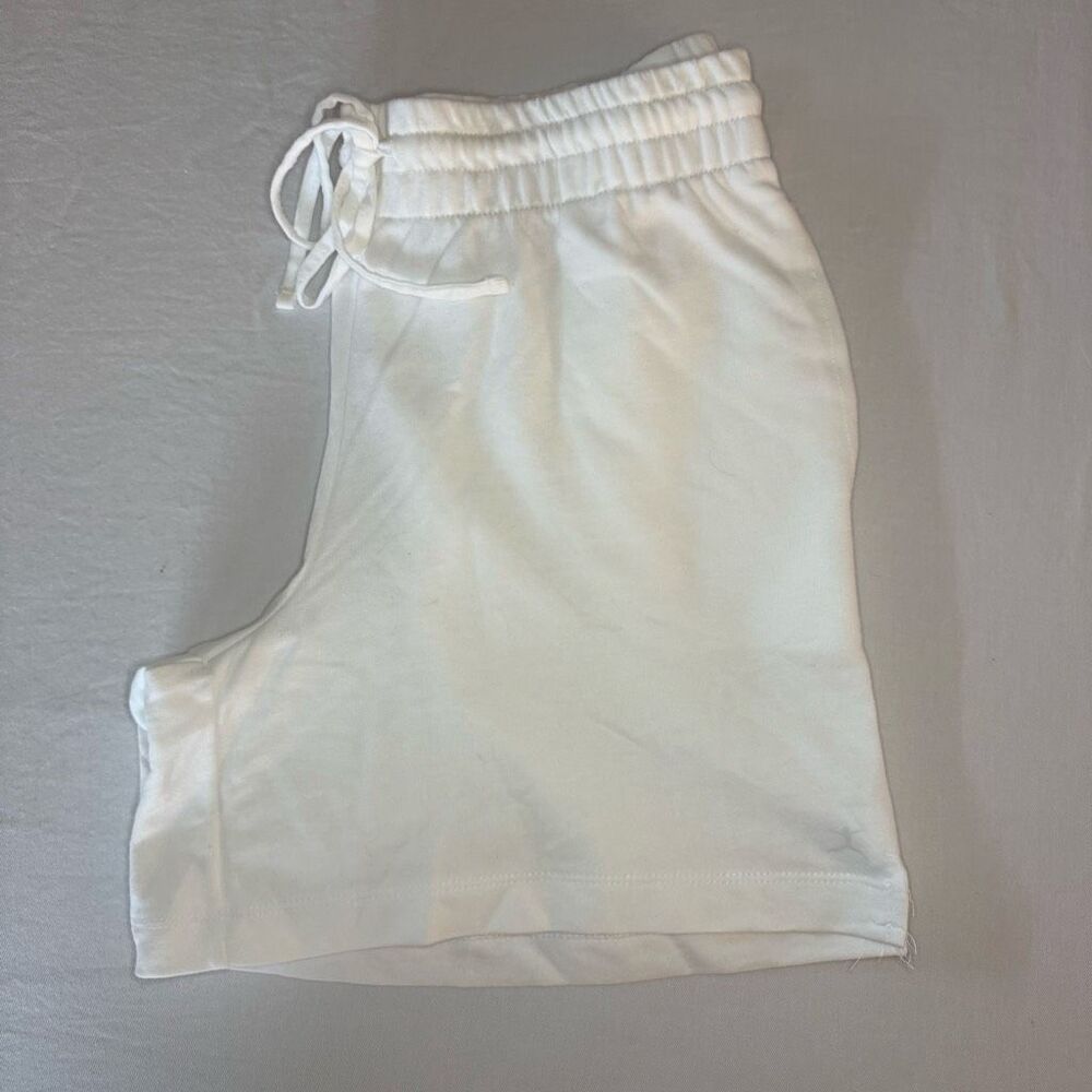 Danskin Shorts Women’s Medium White Knit | Elastic Waist Drawstring Pockets - Picture 5 of 9